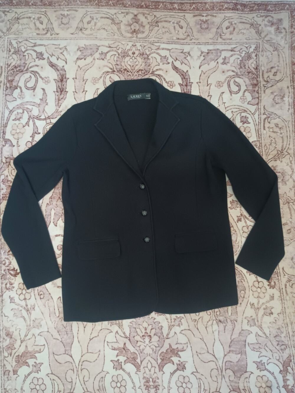 Ralph Lauren Womens Sweater Blazer XL Black Military Button Old Money Classic